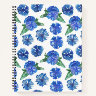 Beautiful watercolor blue cornflowers notebook