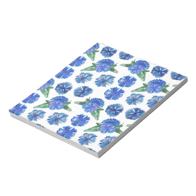 Beautiful watercolor blue cornflowers notepad (Rotated)