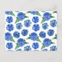 Beautiful watercolor blue cornflowers