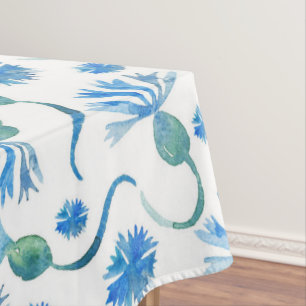 Beautiful Watercolor Blue cornflowers Tablecloth
