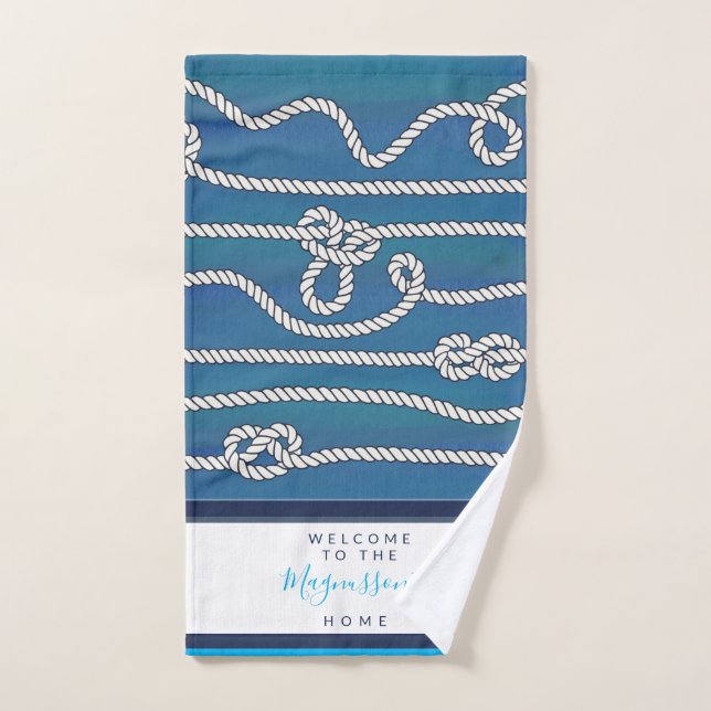 Beautiful watercolor blue green white knots custom hand towel (Hand Towel)