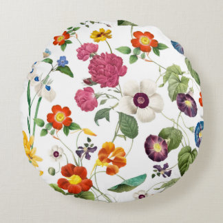 Beautiful Watercolor Botanical Round Pillow