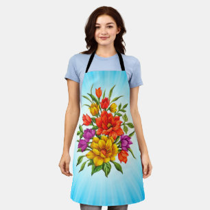 Beautiful Watercolor Bouquet Of Flowers-34123 Apron