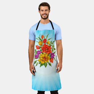 Beautiful Watercolor Bouquet Of Flowers-34123 Apron