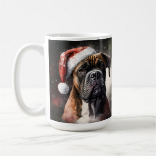 BEAUTIFUL WATERCOLOR BOXER DOG CHRISTMAS COFFEE MUG