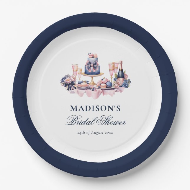 Beautiful watercolor Bridal Shower Personalized Paper Plate (Front)