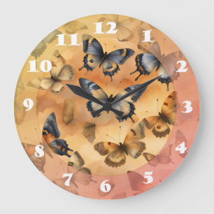 Beautiful Watercolor Butterflies  Large Clock