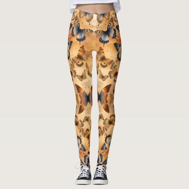 Beautiful Watercolor Butterflies  Leggings (Front)