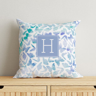 Beautiful Watercolor Butterflies Monogrammed Throw Pillow