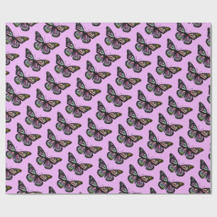 Beautiful Watercolor Butterflies Pattern Purple Wrapping Paper