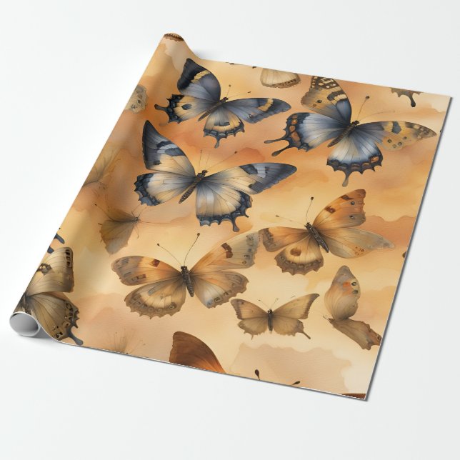 Beautiful Watercolor Butterflies  Wrapping Paper (Unrolled)