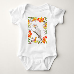  Beautiful watercolor cacatau parrot hand drawing Baby Bodysuit