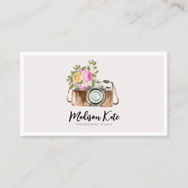 Beautiful Watercolor Camera Business Cards (Front)