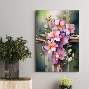 Beautiful Watercolor Christian Easter Cross Canvas Print