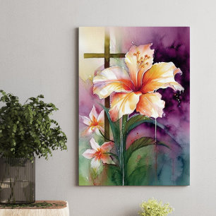Beautiful Watercolor Christian Easter Cross Canvas Print