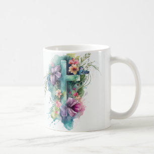 Beautiful Watercolor Christian Easter Cross Coffee Mug