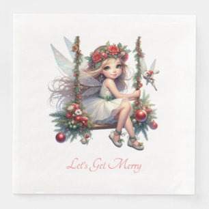 Beautiful Watercolor Christmas Fairy  Napkin