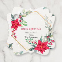 Beautiful Watercolor Christmas Flower Favour Tag