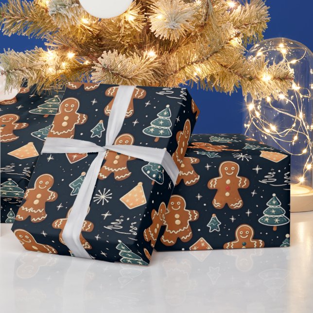 Beautiful Watercolor Christmas Gingerbread Wrapping Paper (Holidays)