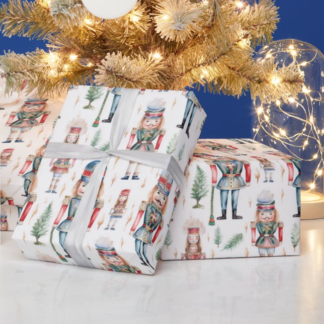 Beautiful Watercolor Christmas Nutcracker Wrapping Paper (Holidays)