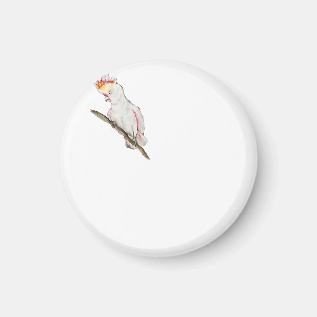 Beautiful watercolor cockatoo parrot hand drawing magnet (Front)