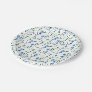 Beautiful watercolor cornflowers paper plate