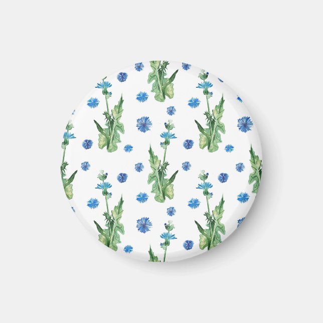 Beautiful watercolor cornflowers pattern magnet (Front)