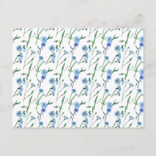 Beautiful watercolor cornflowers postcard