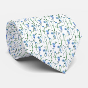 Beautiful watercolor cornflowers tie