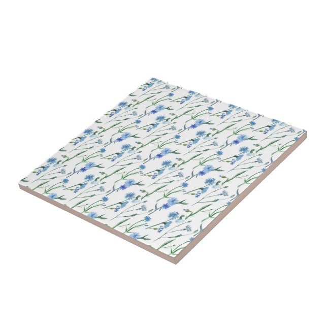 Beautiful watercolor cornflowers tile (Side)