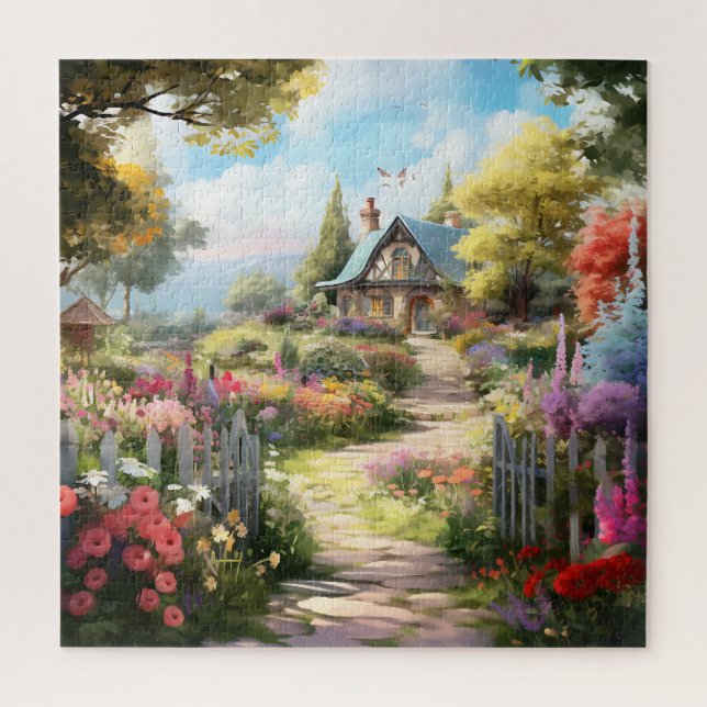 Beautiful Watercolor Country Garden Jigsaw Puzzle (Vertical)
