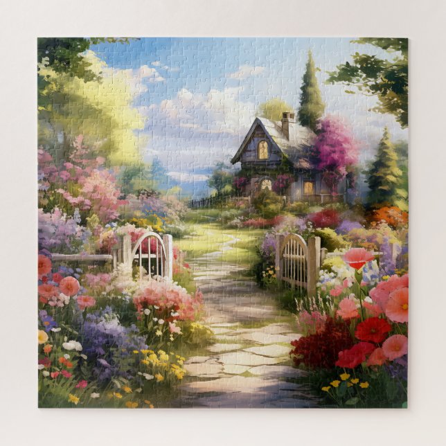 Beautiful Watercolor Country Garden Jigsaw Puzzle (Vertical)