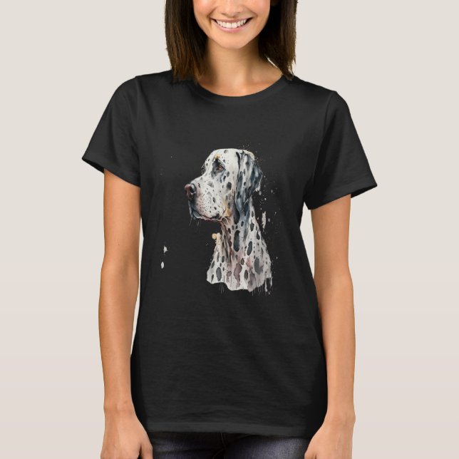 Beautiful Watercolor Dalmatian Portrait T-Shirt (Front)