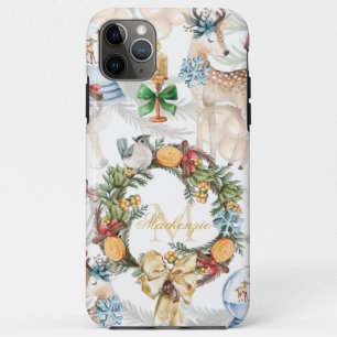 Beautiful Watercolor Deer Christmas Family Name iPhone 11 Pro Max Case