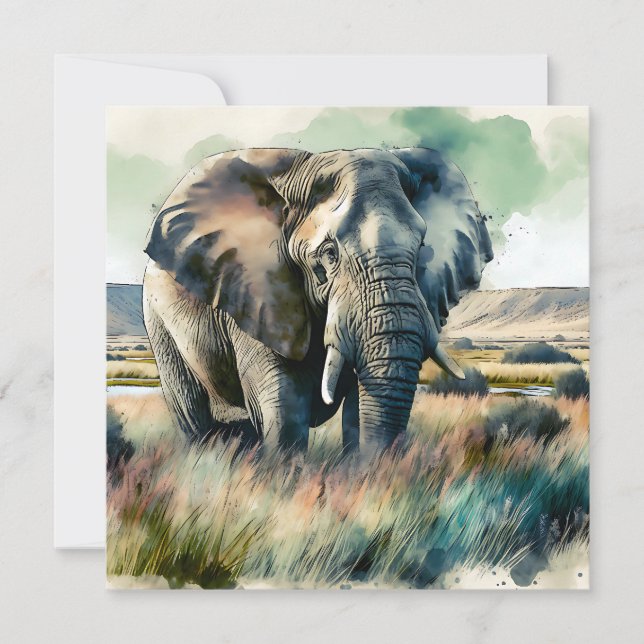 Beautiful Watercolor Elephant (Front)
