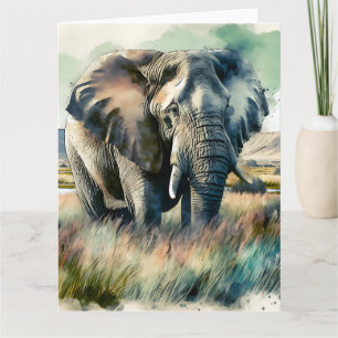 Beautiful Watercolor Elephant Card