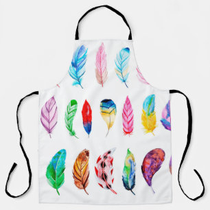 Beautiful Watercolor Feather Collection Apron