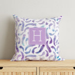 Beautiful Watercolor Feathers Monogrammed Throw Pillow<br><div class="desc">Sweet watercolor feathers pattern in beautiful blue and green hues. Personalize it with your name,  monogram,  or any text of your choice.</div>