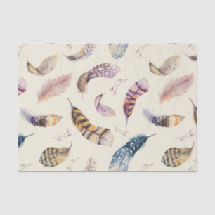 Beautiful Watercolor Feathers Pattern Tissue Paper