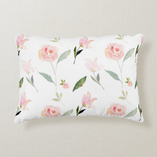 Beautiful Watercolor Floral Accent Pillow