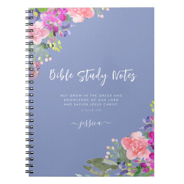 Beautiful Watercolor Floral Bible Study Notebook (Front)