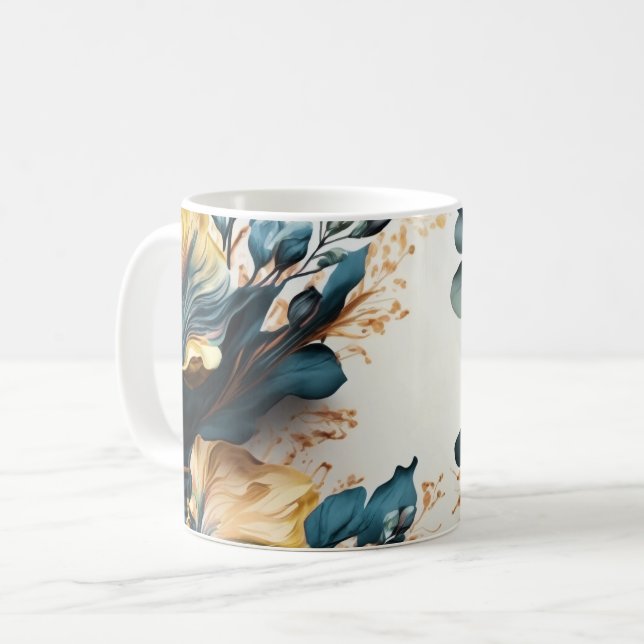 Beautiful watercolor floral coffee mug (Front Left)