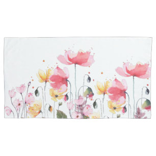 Beautiful watercolor floral garden green nature pillowcase