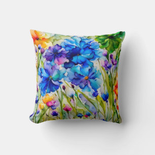Beautiful watercolor. Floral garden Throw Pillow