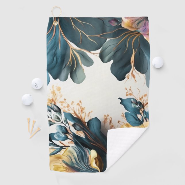 Beautiful watercolor floral golf towel (InSitu)