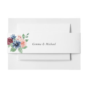 Beautiful Watercolor Floral & Greenery Wedding Invitation Belly Band