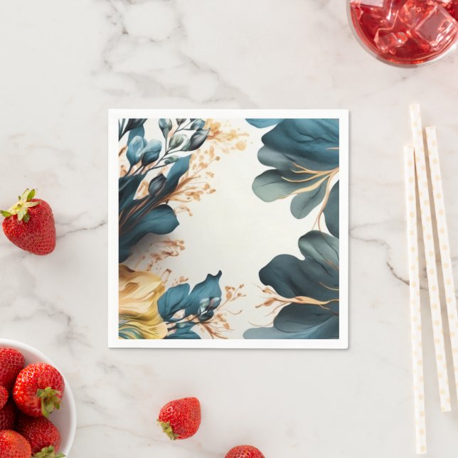 Beautiful watercolor floral napkin (Insitu)