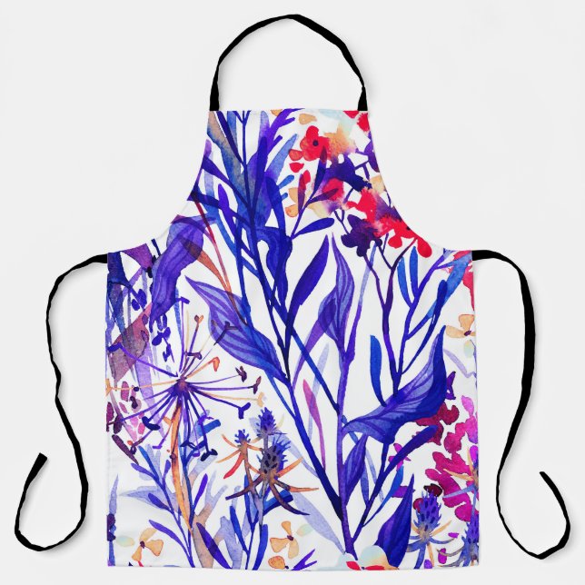 Beautiful watercolor floral seamless pattern apron (Front)