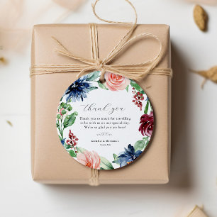 Beautiful Watercolor Floral Wreath Wedding Favour Tags