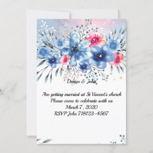 Beautiful Watercolor Flower Wedding Invitation
